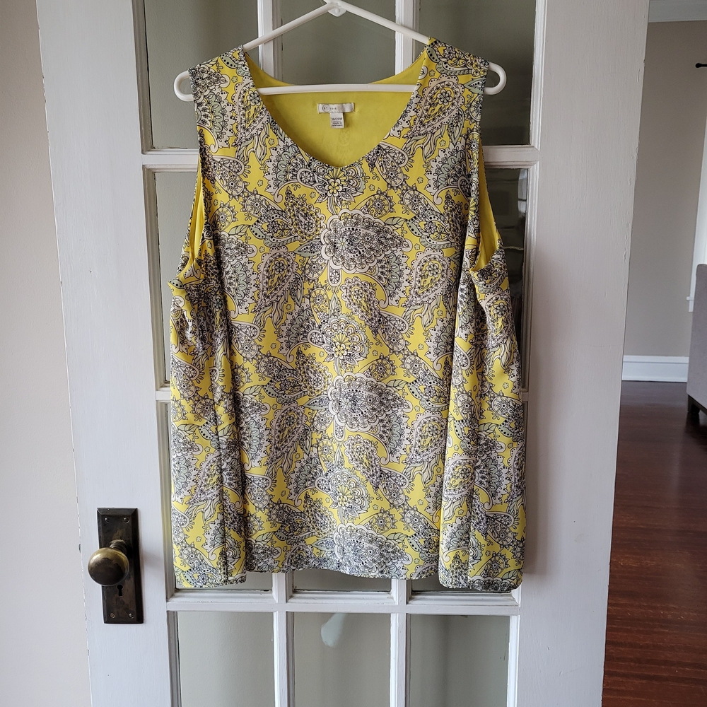CATO Est.1946 Yellow Floral Print Sleeveless Tank Top Summer Size 18/20W